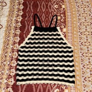 Black and White Striped Women's Top